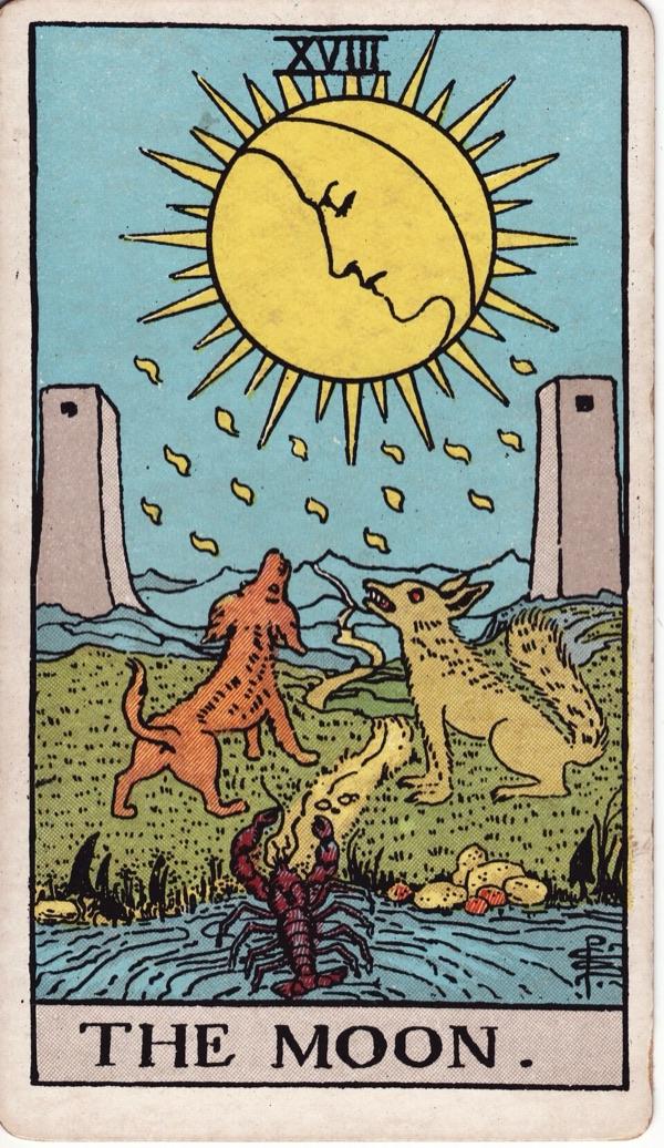 The Moon, from the 1909 Rider-Waite-Smith deck