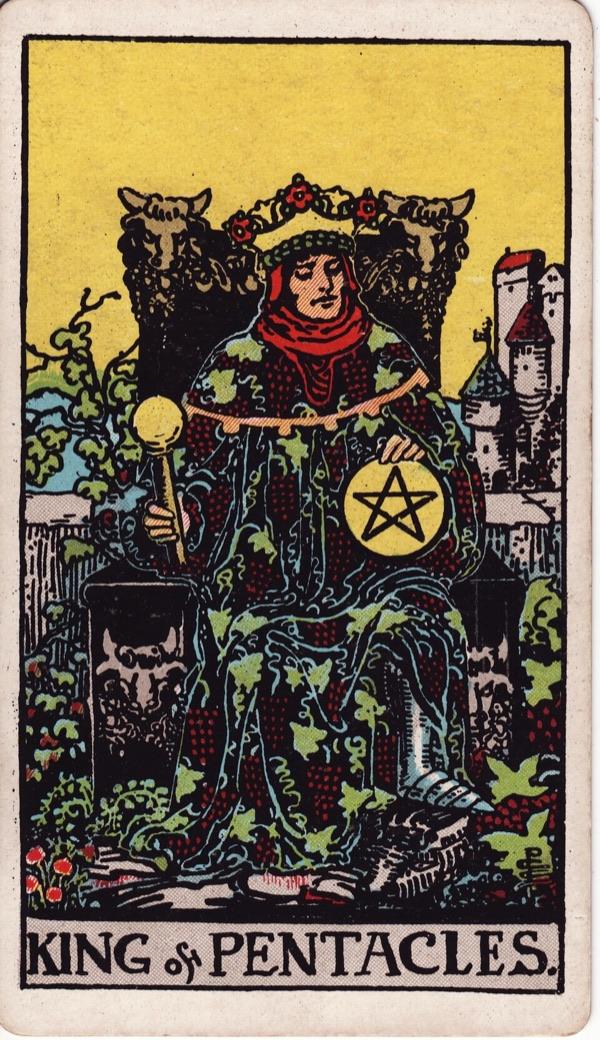 King of Pentacles, from the 1909 Rider-Waite-Smith deck