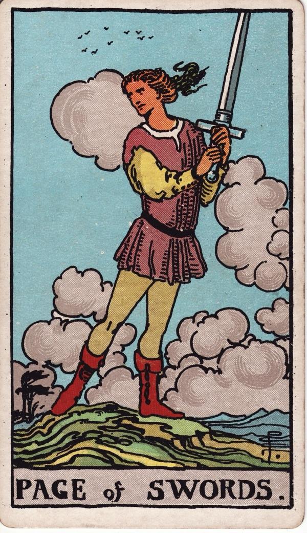 Page of Swords, from the 1909 Rider-Waite-Smith deck