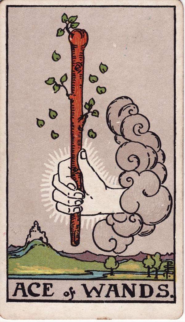 Ace of Wands, from the 1909 Rider-Waite-Smith deck